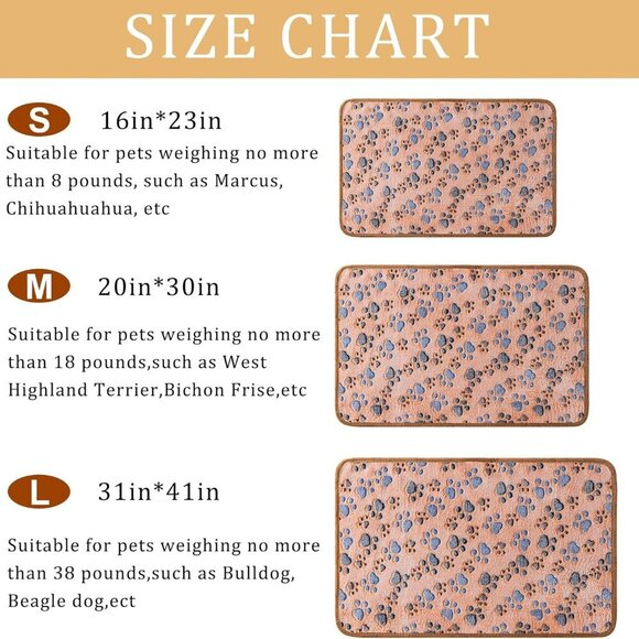 1 Pack 3 Blankets Super Soft Fluffy Premium Fleece Pet Blanket Flannel Paw Print - Picture 5 of 8